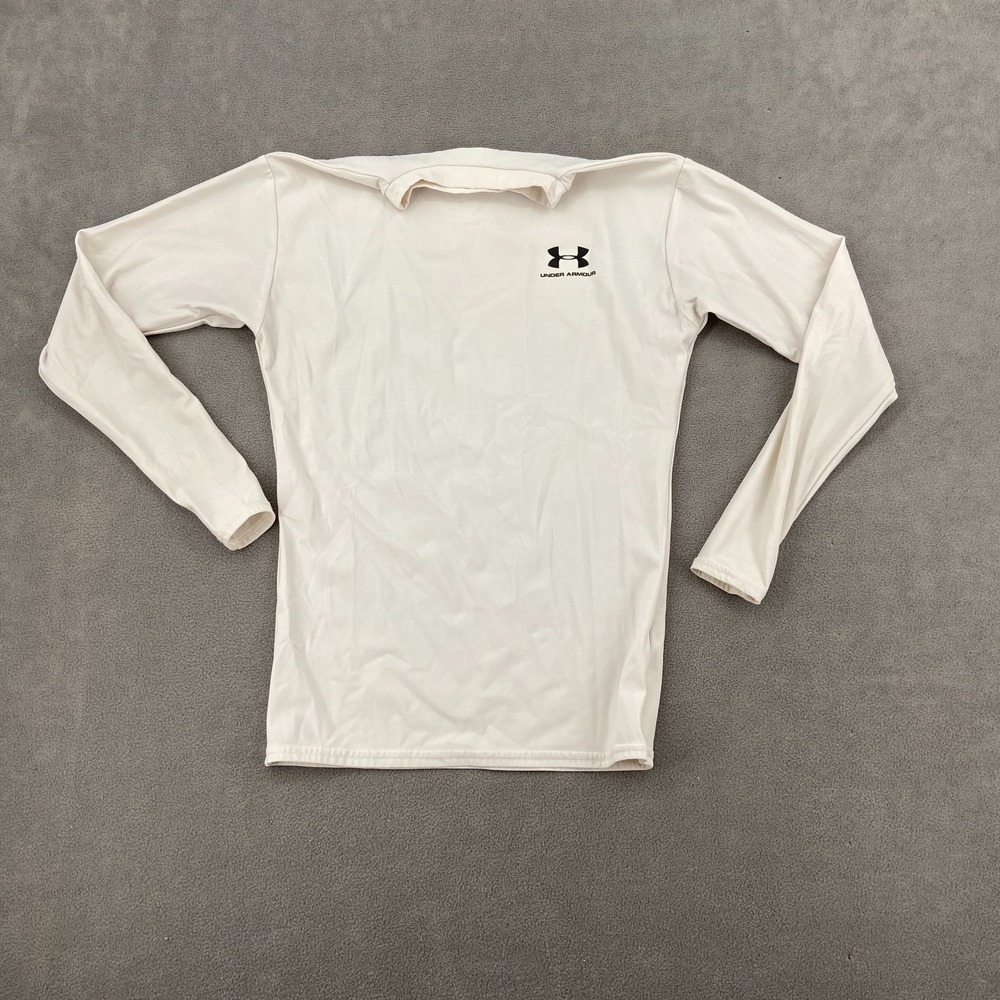 Under Armour Top Mens Large White Stretch Mock Neck Athletic Performance Running